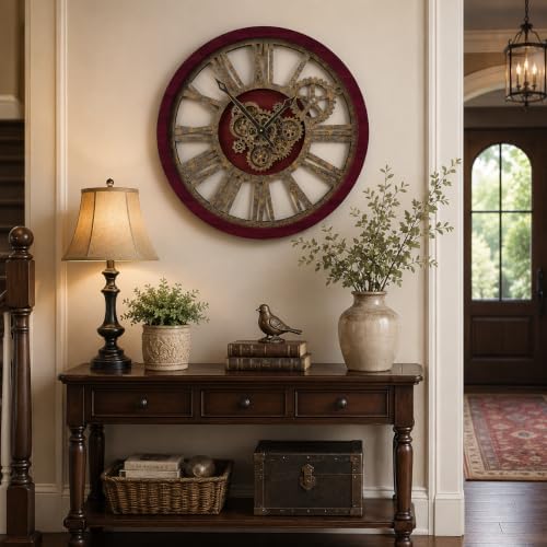 The B-Style Large Wall Clock, 30 inch, Cherry Red and Bronze - Image 3