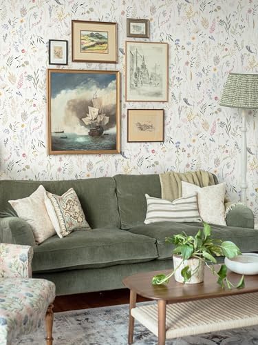 Dimoon 118"x16.1" Floral Peel and Stick Wallpaper Beige Contact Paper Thicken - Image 6