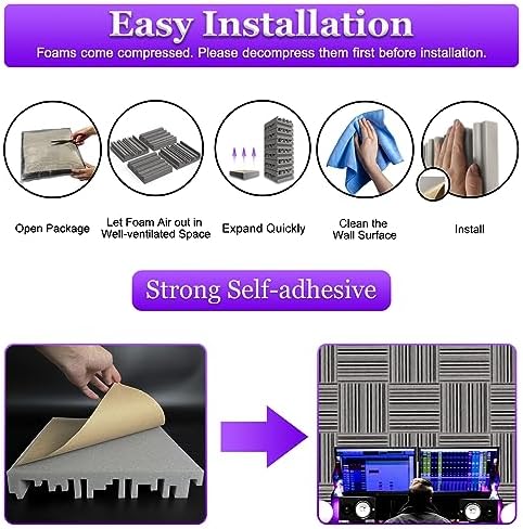 TroyStudio Self-adhesive Acoustic Foam Panels, Dense Soundproof Padding Tile - Image 6