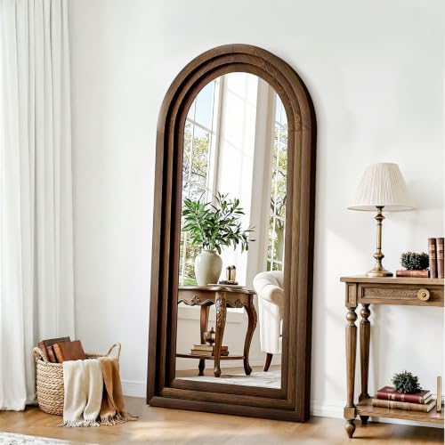 24"x65" Full Length Mirror Solid Wood Frame, Arched Floor Mirror Full Length - Image 6
