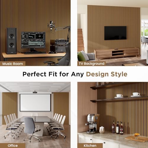 SMARTSTANDARD Wood Slat Acoustic Wall Panels 4 Pack 94"x12.6" Classic Oak - Image 6