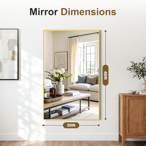 Bathroom Vanity Mirror for Over Sink, 48x30 Inch Matte Gold Mirror - Image 7
