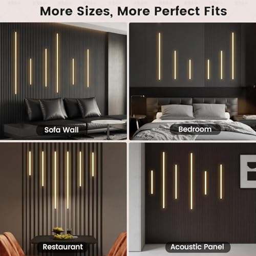 6-Lights LED Recessed Lighting Wall Panel Lights, Self-Adhesive Wood Slat Wall - Image 7