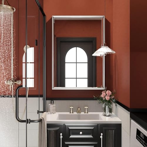 Silver Bathroom Mirror, 22x30 Inch Beveled Silver Vanity Mirror - Image 6