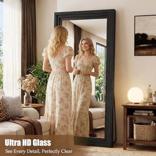 Wood Full Length Mirror 71"x30", Large Solid Wood Frame Floor Mirror - Image 6