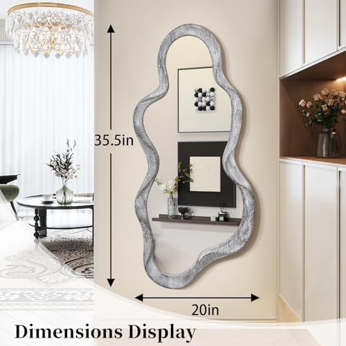 Irregular Asymmetrical Mirror for Wall Decor Large Modern Wooden Framed Wall - Image 7