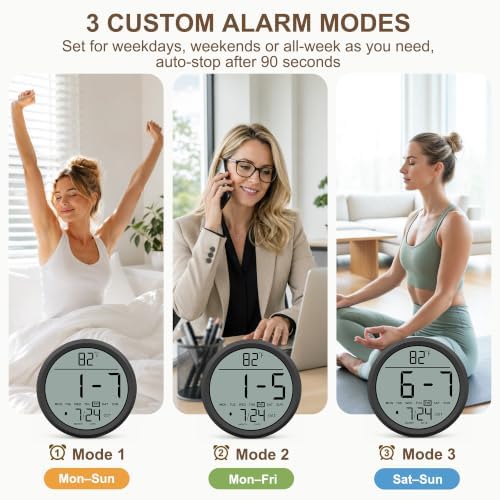 8" Round Digital Wall Clock Battery-Operated, Large Display Clock - Image 6