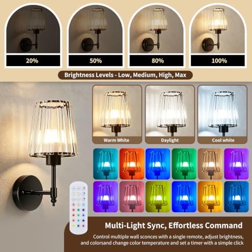 Battery Operated Wall Sconce Set of 2, Rechargeable Wireless Wall Lights - Image 7