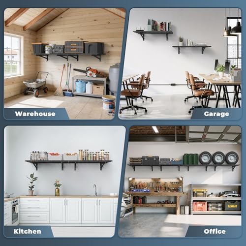 Jusgym 2 Pack Wall Mounted Garage Shelving, 700lbs Integrated Grid - Image 6