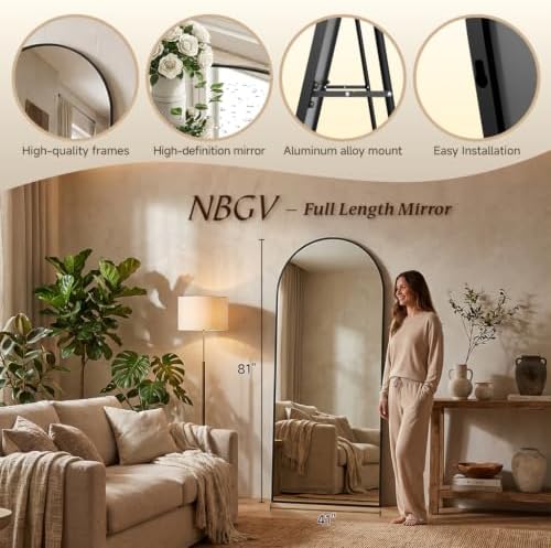 81"×41" Floor Mirror Full Length Arched Full Length Mirror Black - Image 6