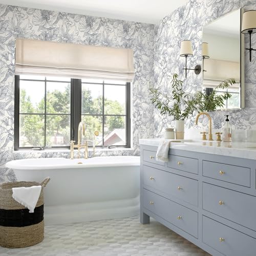 Dimoon 197"x17.3"Grey Floral Line Contact Paper Retro Wallcovering - Image 7