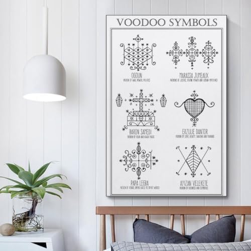 WBYMZWP Vintage Voodoo Symbols Poster Haitian Cultural Geometric Canvas Wall - Image 5