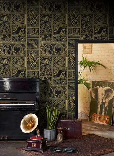 Erfoni Black and Gold Wallpaper Vintage Peel and Stick Wallpaper Removable - Image 6