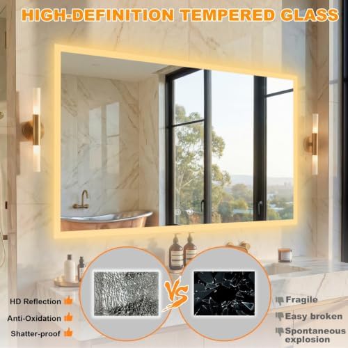 LUVODI Bathroom LED Mirror Backlit: Rectangular Vanity Mirror 40x28 inches - Image 6
