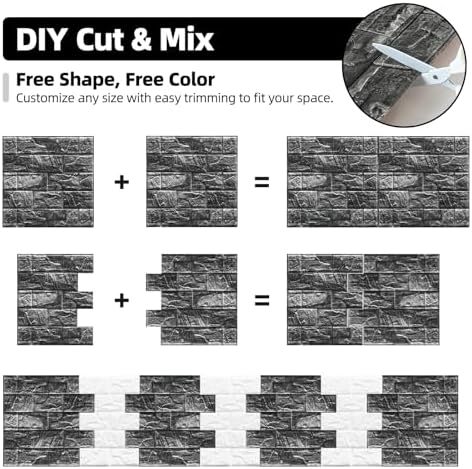 WADILE Peel and Stick 3D Wall Panels 12x12in PVC 10 Pack Black - Image 7