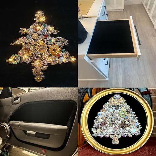 Black Self Adhesive Soft Velvet Drawer Liner DIY Fabric Felt Liner - Image 7