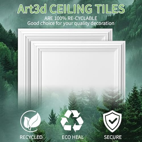 Art3d 3D PVC Ceiling Tiles 24x24 in, 48 Sq.Ft - Image 7