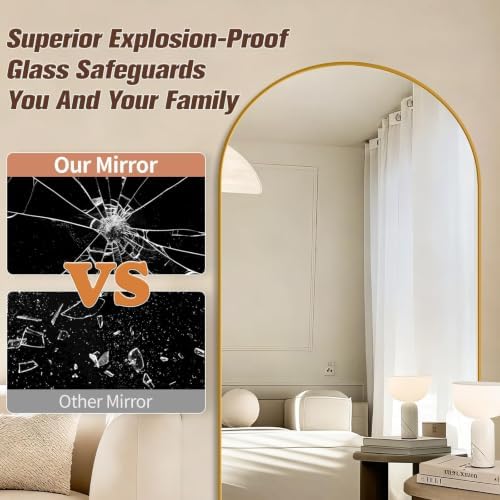 76"×35" Floor Mirror Full Length Arched Full Length Mirror Gold - Image 6