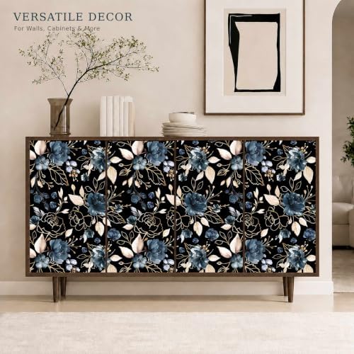 Black Gold Floral Peel and Stick Wallpaper 17.7"x78.8" - Image 6