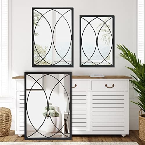 HQiJun Black Rectangle Wall Mirror, Farmhouse Decorative Mirror - Image 7
