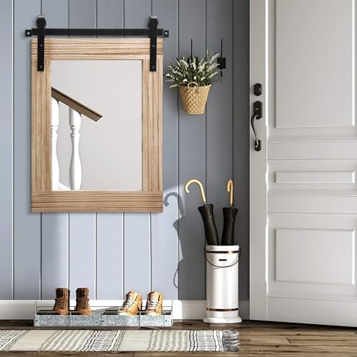 AAZZKANG Rustic Mirrors for Wall Rectangle Barn Door Mirror - Image 7
