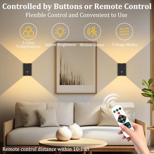 Eneru Motion Sensor Wall Sconce, Rechargeable Wireless Lights Indoor 4 Pack - Image 7