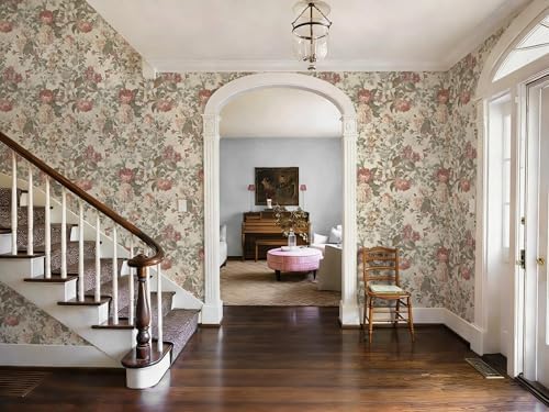 Ismoon Floral Wallpaper Peel and Stick Vintage Beige Contact Paper - Image 6