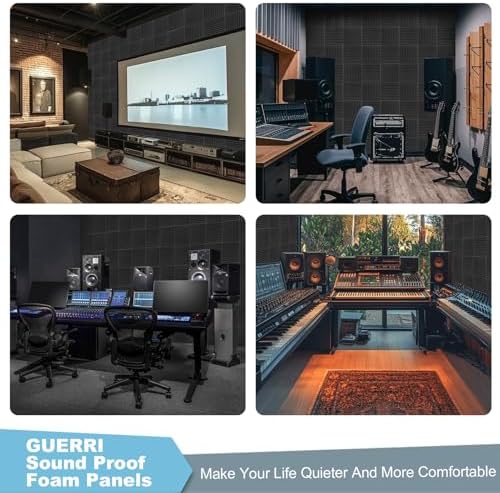 GUERRI 48 Pack Acoustic Foam Panels 12" x 12" x 1" Wedges Design Sound Proof - Image 7