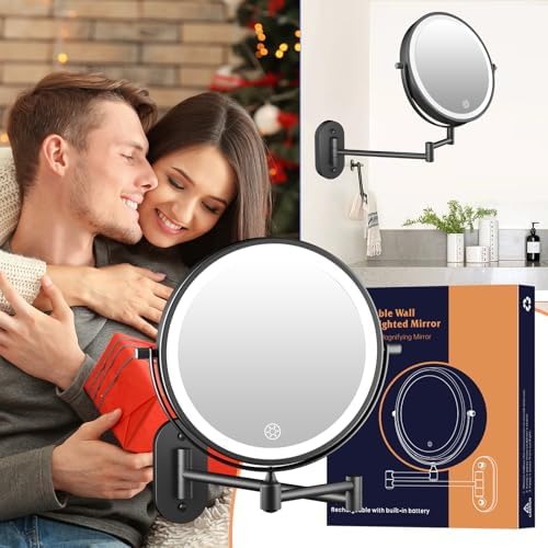 FUNTOUCH 5000mAh Rechargeable Wall Mounted Lighted Makeup Mirror 1X30X - Image 7