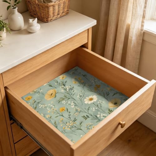 BOKEBEVE Green Floral Wallpaper Peel and Stick Boho Yellow 17.5 x 118In - Image 7