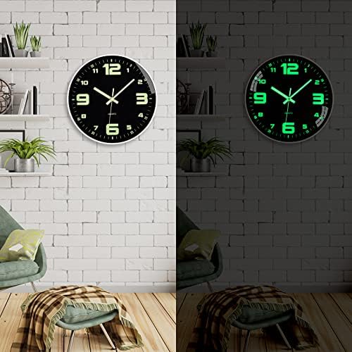Wall Clock Glow in The Dark Battery Operated Silent 12 in - Image 6