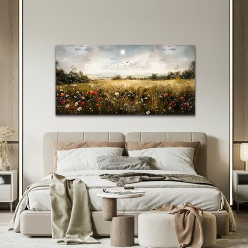 Wapluam Wall Decor For Living Room Canvas Wall Art For Bedroom Wildflower Field - Image 6