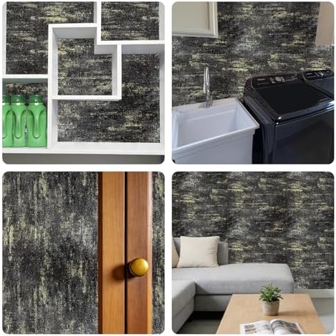 Vintage Metallic Wallpaper Peel and Stick Black Gold Industrial Metallic - Image 7