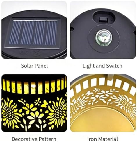Solar Mandala Outdoor Wall Lights, 4 Pack 7 Color Changing Metal Fence Lanterns - Image 6