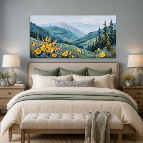 Anolyfi Mountain Landscape Canvas Wall Artfor Bedroom 40"x20" - Image 7