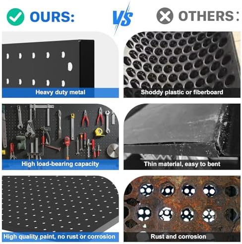Peg Board, 2 Pack Metal Pegboard Panels Black Pegboards Wall Organizer - Image 6
