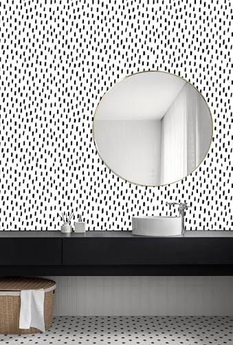 HAOKHOME Black White Peel and Stick Wallpaper Modern Geometric Polka Dot - Image 6