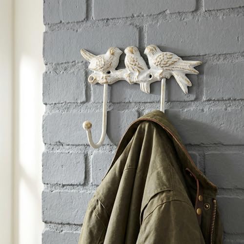 Vintage Cast Iron Bird Wall Hook White & Gold - Image 5