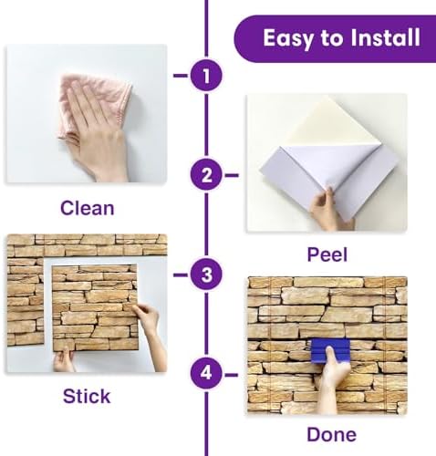 3D Peel and Stick Faux Stone Wall Panels 11.8" x 11.8" 10-Pack - Image 6