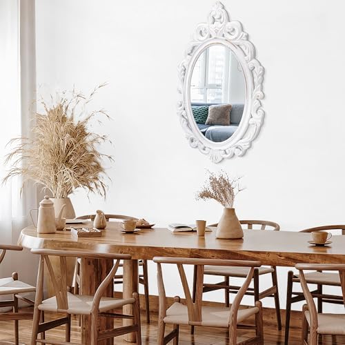 White Oval Mirrors with Frame White Vintage Wall MirrorArendahl Traditional - Image 7