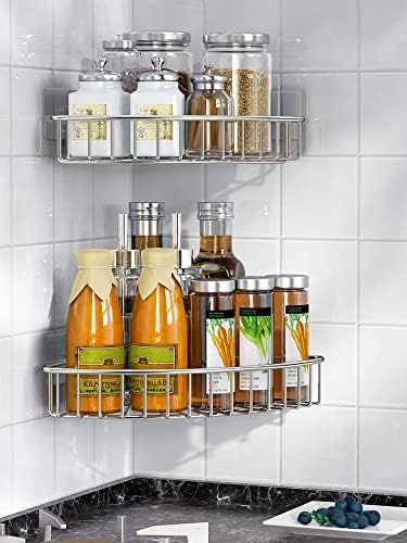 SMARTAKE 4-Pack Corner Shower Caddy, SUS304 Stainless Steel, Wall Mounted - Image 6