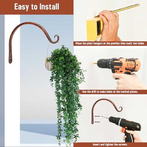 FEED GARDEN 2 Pack 8 Inch Hanging Plant Bracket Wall Hooks Decorative Plant - Image 7