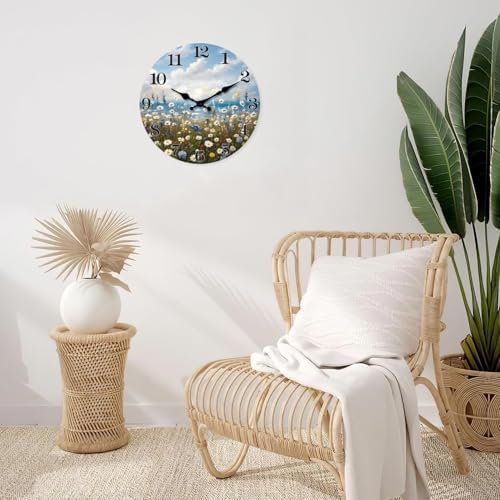 XFM Small Beach Flowers Wall Clock 10 Inch Silent Non-Ticking - Image 6