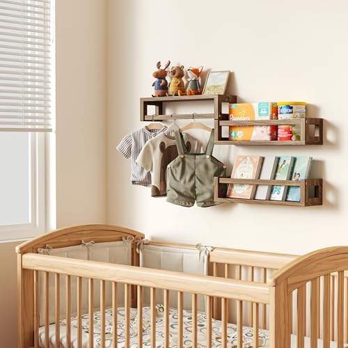 3Pack Nursery Book Shelves, Solid Wood Floatingshelf - Image 6