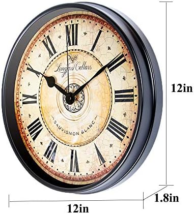 Justup 12 inch Metal Black Wall Clock European Style Retro Vintage Clock - Image 6