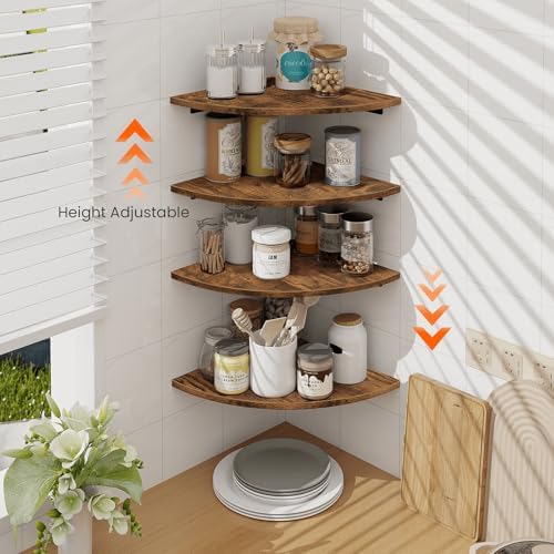 Homode Corner Wall Shelf, 12 Inch Wide Wooden Corner Floating Shelves - Image 7