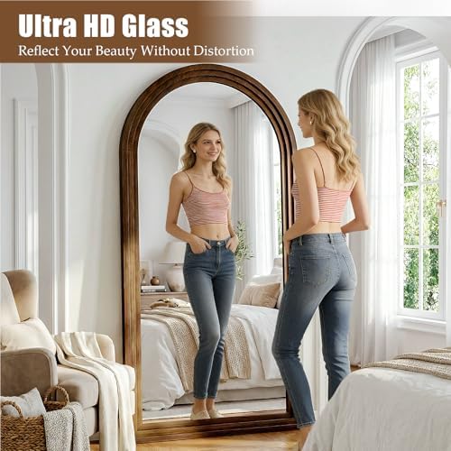 30"x71" Full Length Mirror Solid Wood Frame, Arched Floor Mirror Full Length - Image 6