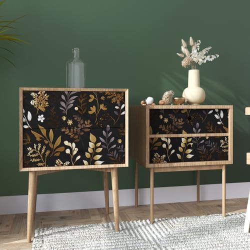 BOKEBEVE Dark Leaf Wallpaper Peel and Stick Vintage Black 17.5 x 393.5In - Image 6