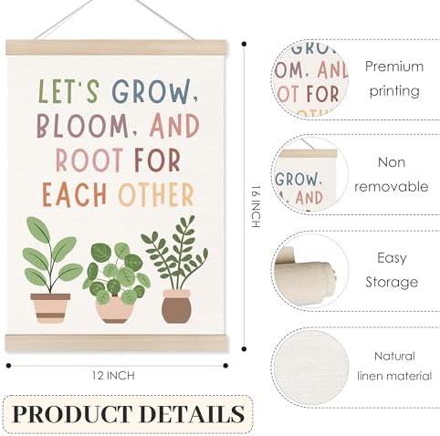 Koesus Boho Mental Health Wall Art Poster Hanger Frame 12x16 Inch, Let's Grow - Image 6