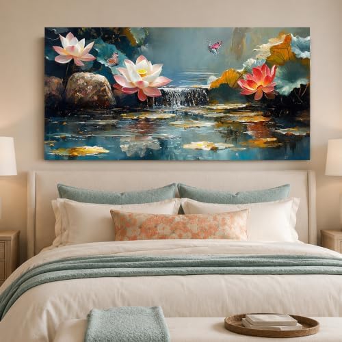 Anolyfi Lotus Canvas Wall Art for Living Room 40"x20" - Image 7